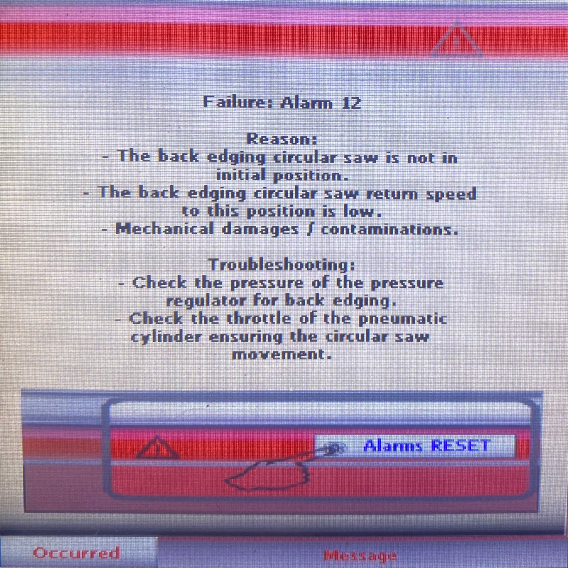 Alarm-12 on NikMann edge banders  